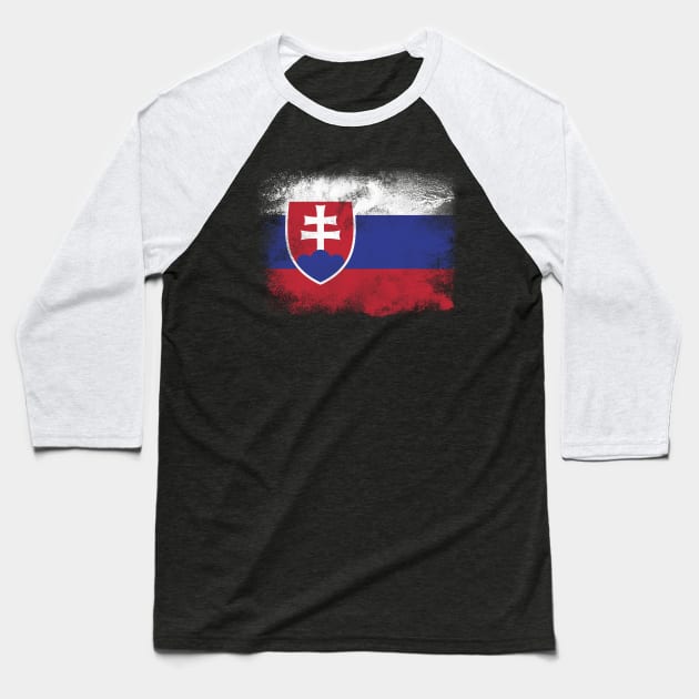 Slovakia Flag Baseball T-Shirt by psychoshadow